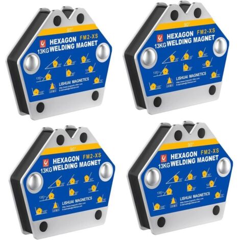 Aimant Soudure, 4 PCS Soudure Aimant Force de Maintien 13kg de Soudure Equerre de Support Positionneur Magnétique 30°,45°,60°,75°,90°,105° (1/3)