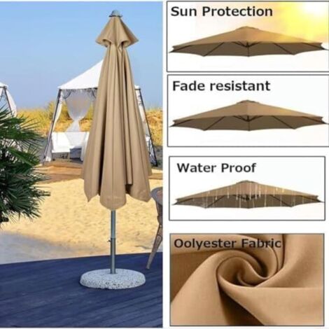 Housse de Rechange pour Parasol, 8 Baleines, 3 m, imperméable, Anti-UV, Tissu de Rechange, Rouge