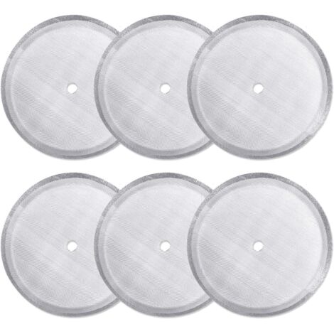 Paquet de 6 filtres de remplacement pour presse française, filtres à mailles en acier inoxydable réutilisables pour cafetière à presse française universelle 1000 ml/34 oz/8 tasses (1/5)