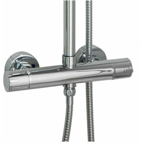 Mitigeur thermostatique rond double sortie pour colonne douche - chromé (1/5)