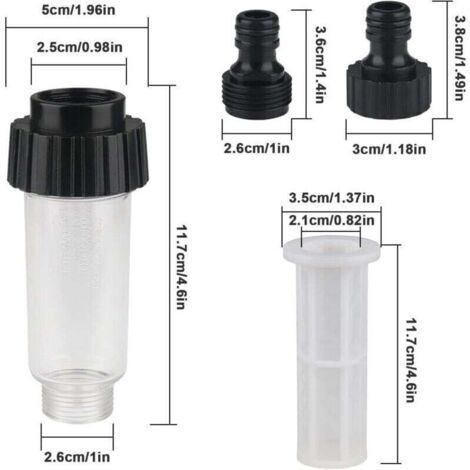 Filtre à eau Filtre pour Nettoyeur Pompe de Jardin Filtre Tuyau Arrosage avec Raccord d'eau 3/4",1 connecteurs,2 filet de filtre pour Nettoyeur Haute Pression Pompe de Jardin