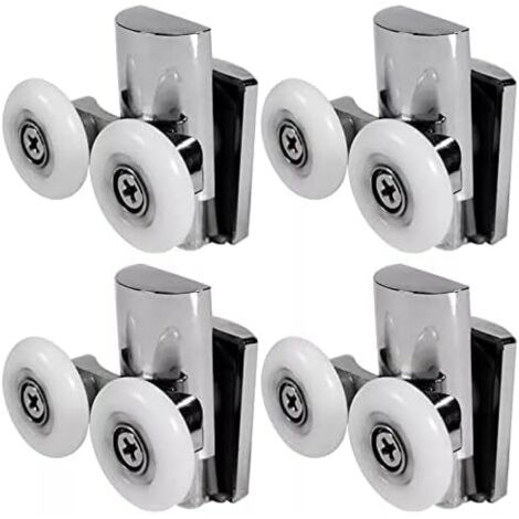 Roulettes pour porte de douche, roulettes 23 mm haut ou bas, porte de douche coulissante pour porte vitrée de cabine de salle de bain (23 mm/2 haut + 2 bas) (1/4)