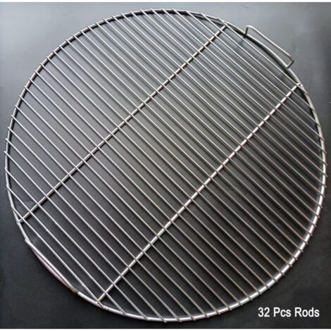 304 Grille de Barbecue Ronde en Acier Inoxydable avec poignée, diamètre 53 cm pour Barbecue au Charbon de Bois de 57 cm
