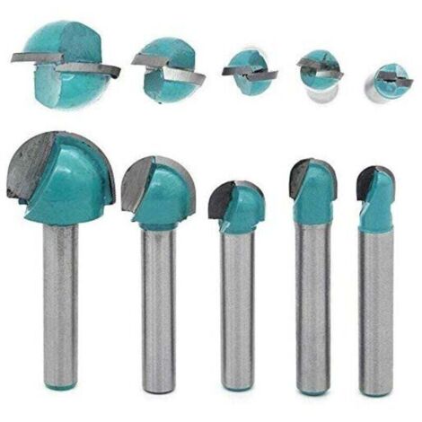 5 Pcs 6mm Tige Routeur Core Box Bits ， Fraise à Rainure Ronde Outils à Bois 6mm/8mm/10mm/12mm/18mm