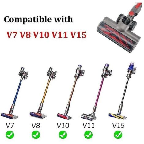 Brosse motorisée avec rouleau à poils pour aspirateur et accessoire de sol avec phares à LED