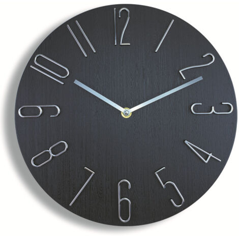 Horloge murale à ondes radio, calendrier d'horloge de salon, horloge murale à suspendre, horloge à quartz créative moderne--12 pouces (30 cm) (1/4)