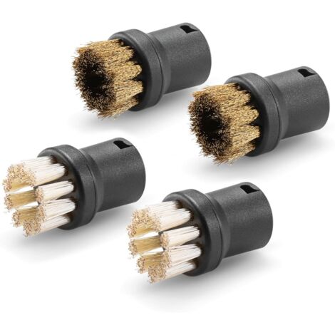 Compatible avec le set de brosses rondes haute usure Kärcher, 4 têtes de brosse pour éliminer les saletés tenaces, cuisine, maison : 2 brosses en laiton et 2 brosses abrasives, accessoires pour nettoy (1/4)
