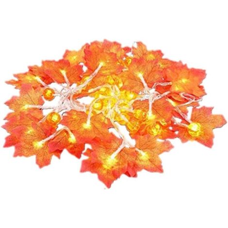 Guirlande Lumineuse en Feuille d'érable Citrouille, 10 LED Feuilles d'automne Guirlande Lumineuses Thanksgiving Feuilles d'érable Citrouille à Piles pour la fête à la Maison en Plein air décor longzim (1/5)