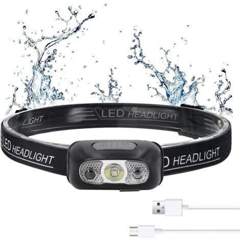 Lampe Frontale LED USB Rechargeable Puissante Super Lumineux, Torch Frontale avec 500 LM, 3 Modes d'Éclairage, IPX1 Étanche, Détecteur de Mouvement Lampe pour Enfants,Running,Lecture etc (1/5)