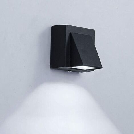 Applique murale LED étanche / Projecteur extérieur moderne et simple noir, étanche IP65, à une tête (blanc froid) (1/5)