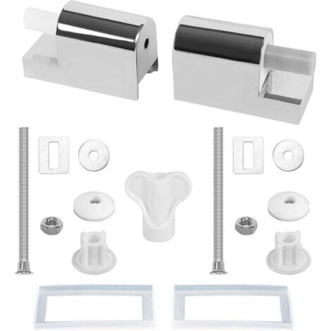 Abattant WC Fixations Charnières, Lot de 2 Charniere Abattant WC Charnières Universelles pour Siège de Toilette, Charnières De Siège De Toilette À Fermeture Douce Kit Fixations Remplacement