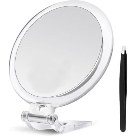 Miroir de maquillage grossissant x30 – Miroir de poche double face avec poignée, grossissement x1/x30, miroir de voyage compact pour table et déplacements – 12,7 cm