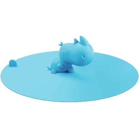 Bouchon de baignoire/évier universel en silicone, 15 x 15 cm, style dessin animé, bleu. (1/5)