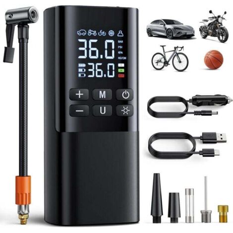 150PSI Mini Compresseur à Air Portatif, 7200mAh Gonfleur Pneus Voiture sans Fil, Gonfleur Electrique pour Vélo, Voiture,Moto, Balles, avec Lumière LED, Inflation Rapide, Arrêt Automatique (1/4)