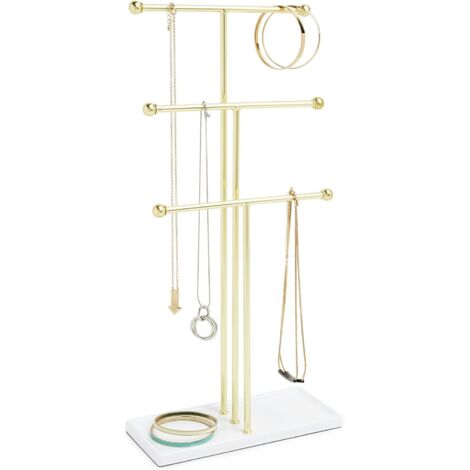 Présentoir à bijoux en métal, étagère de rangement pour bijoux, en forme de T, convient pour colliers, bracelets, boucles d'oreilles, bagues, montres, etc (1/5)