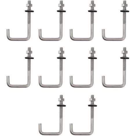 (10 pièces) Boulon d'ancrage de toit M6x25x100mm en acier inoxydable 304, crochet en J, crochet mural, crochets à tige longue avec écrou hexagonal, vis d'ancrage pour béton