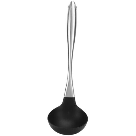 Cuillère de cuisine en silicone avec manche en acier inoxydable, louche à soupe, ustensile de cuisine (1/5)