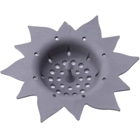 Filtre d'évier en silicone en forme de fleur, ventouse pour siphon de sol de salle de bain/douche, filtre à cheveux, passoire, gris, haute qualité (1/5)