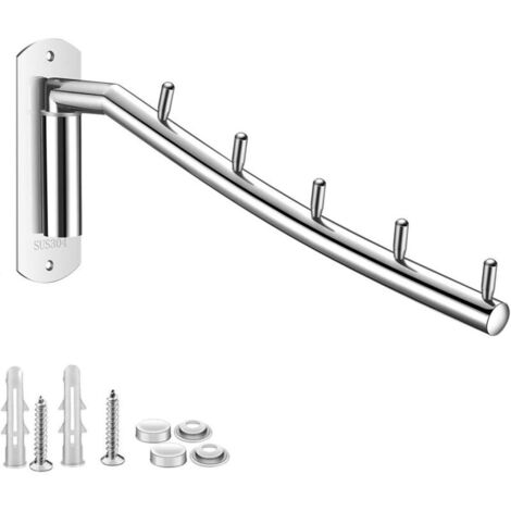 Cintre mural pliable, crochet en acier inoxydable avec bras pivotant pour chambre et salle de bain (1/5)