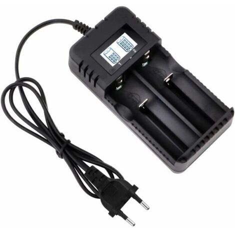 Chargeur de Batterie 18650 Chargeur Batterie Universel Charge Rapide Intelligente Tête à 2 Fentes avec Ecran LCD tible avec Une variété de Batteries Li-ION 4.2 V 26650/18650