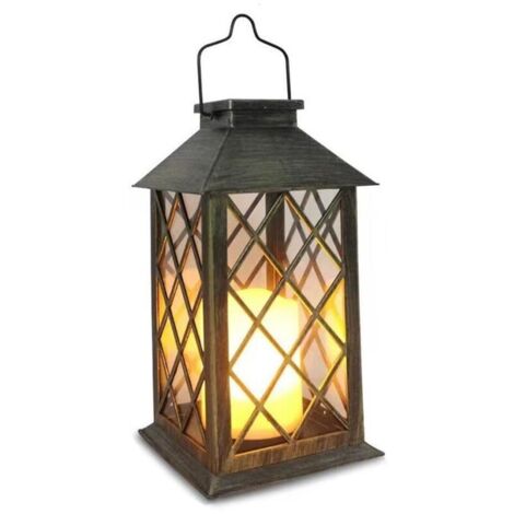 Lanternes d'extérieur - Éclairage extérieur solaire - Étanche - Lanternes solaires en métal - Avec effet clignotant - Décoration suspendue vintage - Convient pour les patios, terrasses, murs et tables (1/5)