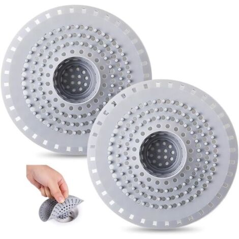 2 Pièces Attrape Cheveux Baignoire Silicone,Filtre Douche Cheveux Ronde,Filtre Evier Salle de Bain Universel,Grille Lavabo Cuisine Ronde,Protection Evier Anti Bouchage,Shower Drain Hair Catcher