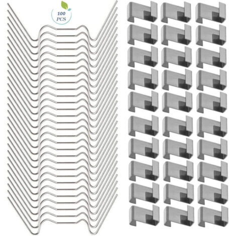 100 PCS Clips de serre pour verre, Clips de fenêtre de serre en acier inoxydable Accessoire pour serre(50 PCS 304 Clips de fil en acier inoxydable W, 50 PCS de chevauchement en acier inoxydable 301 Z)