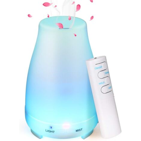 Diffuseur d'huiles essentielles 150 ml, humidificateur ultrasonique, brumisateur électrique avec télécommande, 7 couleurs changeantes, arrêt automatique, idéal pour la chambre, le salon, le spa ou le (1/5)