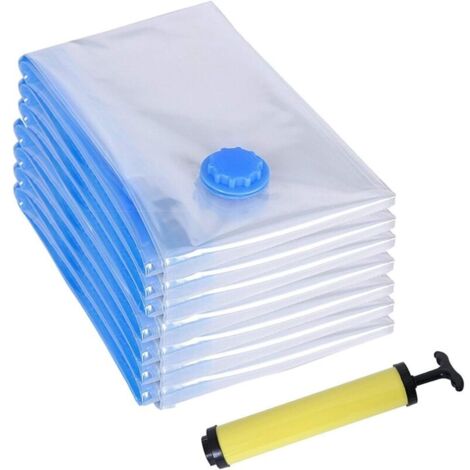 Sacs de rangement sous vide Longziming, réutilisables, compression pour vêtements, couettes, draps, oreillers, housses de rangement avec pompe manuelle pour les voyages, 70 x 50 cm, lot de 7 (1/5)