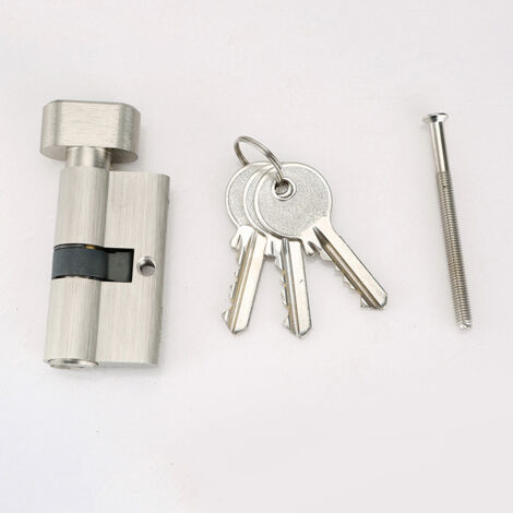 Cylindre de Serrure à Bouton 30x30 mm pour Porte Extérieure/Entrée, 4 Goupilles, 3 Clés, Nickelé (1/4)