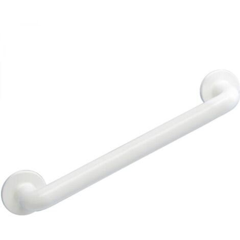 Poignée de sécurité murale, 40 cm, main courante dans la salle de bain et les toilettes, percée pour fixation, 40x2.5x8 cm, blanc (1/3)