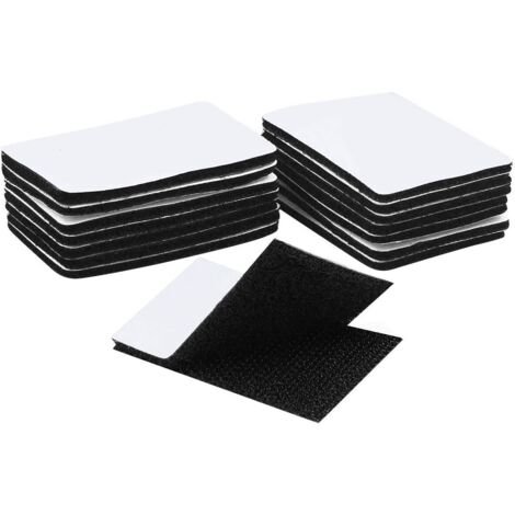 15 Pièces Scratch Autocollant Double Face,Bande Auto-Adhésif, Adhesif Double Face Extra Fort (Rectangle 6 x 4 cm, Noir)