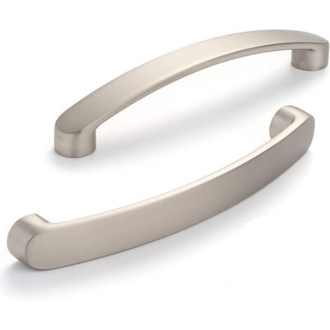 Serbia – Lot de 6 poignées de meuble chromées – Poignées de porte de cuisine en nickel brossé – Entraxe 96mm – Dimensions 111x15x26mm