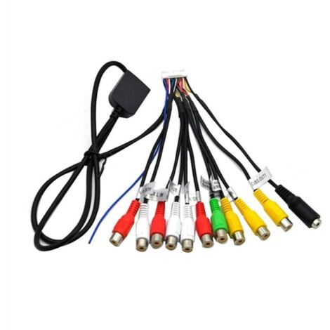 Autoradio StéRéO RCA Sortie Câble Fil Adaptateur Aux-In Subwoofer/Amplificateur 3.5Mm 20 Broches Harnais TêTe Unité