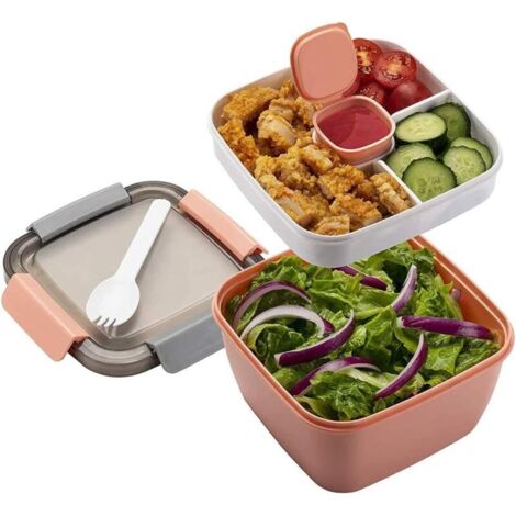 1.5L-Lunch Box aveccompartiment de Subdivision,Boite Repas Adultes/Enfants,Bento Lunch Box Durable,Lunch Box Salade Boîtes Repas Micro Onde Pour Les voyages école/travail/pique-nique (pink) (1/5)