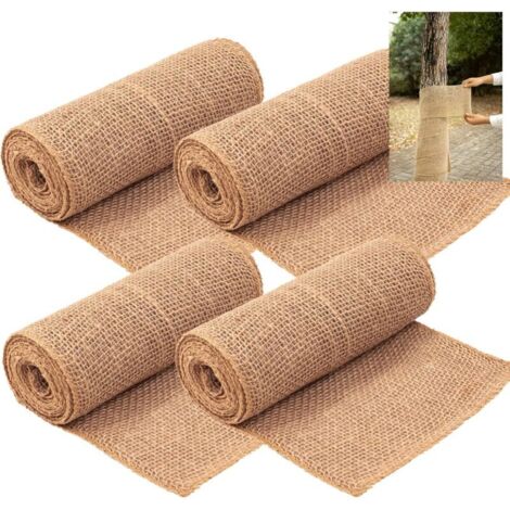 4 rouleaux de 30 cm x 3 m en toile de jute natur pour arbres d'hiver, enveloppes de protection pour