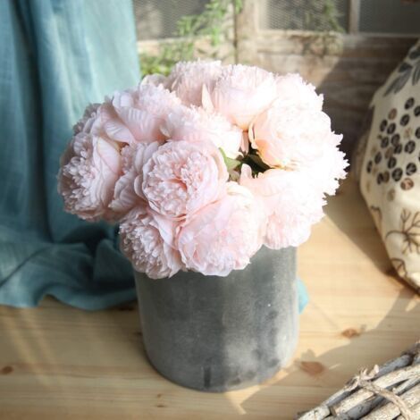 HUAESIN Bouquets De Fleurs Artificielles En Soie Pivoine Artificielle Rose Fausse Fleur Hortensias Artificielles Bouquet De Mariee Fleur Realiste Pour Mariage Home Arrangements Decor De Fenetre