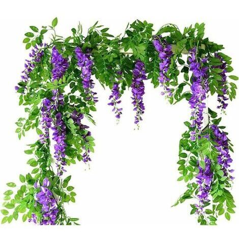 Serbia – Vigne artificielle de glycine – 2 pièces en soie – Guirlande imperméable pour décoration intérieure et extérieure – Mariage, fête, jardin