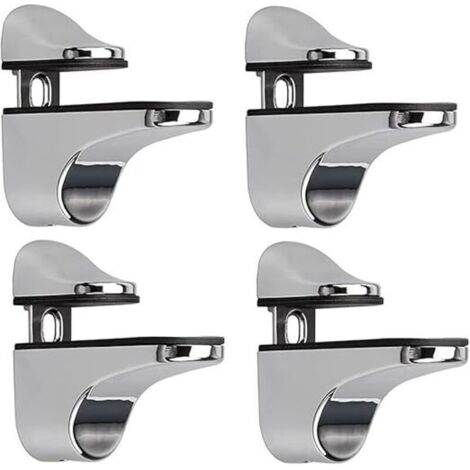 Support D'étagère en Verre Réglable, 4 Pcs Support D'étagère en Verre, Pince en Verre à Fixation Murale, Support pour Étagères en Verre, pour Tablette Verre (1/4)
