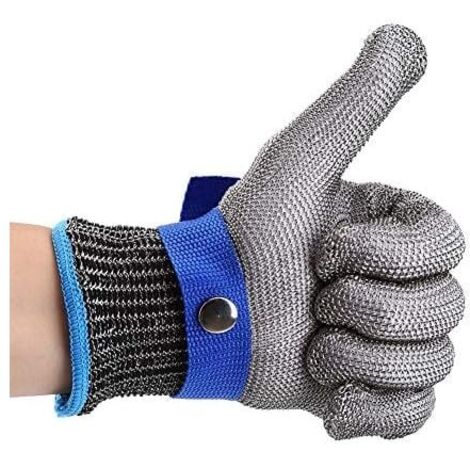 (XL) Gant De Boucher En Cotte De Maille Acier Inoxydable Resistant Coupe Haute Performance Niveau 5 Protection Taille  (Pas Une Paire)
