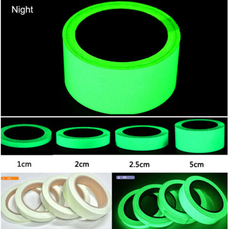 2 Volumes Fluorescente Bande Autocollante Lumineux Ruban Adhésif Amovible étanche Brillant dans l'obscurité pour Les Escaliers la Scène Le Vélo la Chambre Le Garage - 2.5 cm x 3m