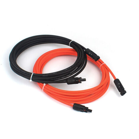 2 x câble d'extension photovoltaïque, pv1 - f 2.5 mm ², 3m / câble, connecteur mc4 IP67, 12awg (noir + rouge) pour panneaux solaires photovoltaïques, etc.