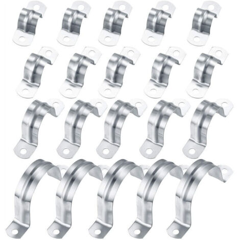 20 Pièces Tuyau Clips 304 Acier Inoxydable, 16mm/20mm/32mm/50mm U-Tube Pince Anneau pour Fixation, Collier de Serrage pour Tuyaux de Gaz Tuyaux en Plastique Tuyaux en Acier (1/5)