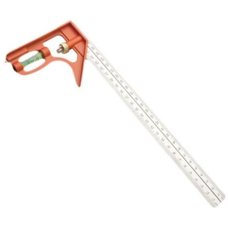300 mm Règle d'angle de Combinaison Angle Combiné en Acier Inoxydable Équerre Dombinée Règle de Positionnement avec Niveau à Bulle Outil de Menuisier pour Mesures D'angle de Charpentier à 45 ° / 90 °/