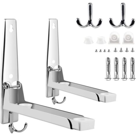 Support Mural pour Micro Ondes, en Acier Inoxydable 304, avec Crochet, Pliable et Télescopique, Charge Maximale 40 kg, Argent