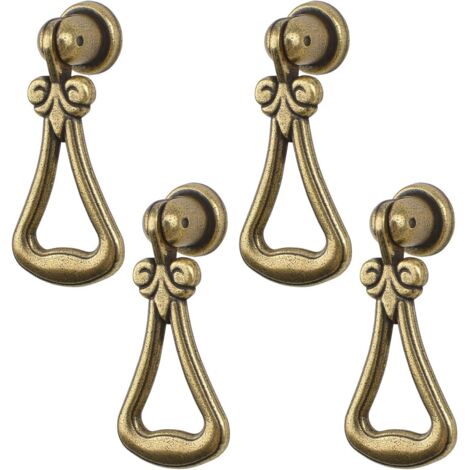 4pcs poignées de pendentif vintage en alliage de zinc avec anneau triangulaire vert bronze pour armoires, placards, tiroirs, portes, meubles décoratifs (1/5)