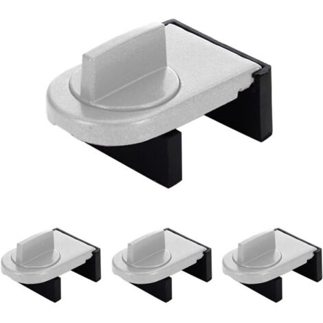 4 Pcs Verrou Baie Coulissante, Serrure Butée Réglable, Serrure de Sécurité pour Fenêtre, Bloque Fenetre Coulissante, Sans Perceuse, pour Portes et Fenêtres Coulissantes (Argent)