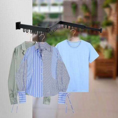 Étendoir à linge mural rétractable Btstil - Support mural avec crochet Étendoir à linge mural rétractable Btstil - Support mural avec crochet