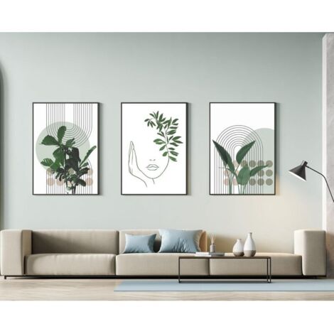 Lot de 3 images décoratives modernes, style bohème, plantes esthétiques, paysage naturel, plage, art abstrait, sans cadre, 30 x 40 cm