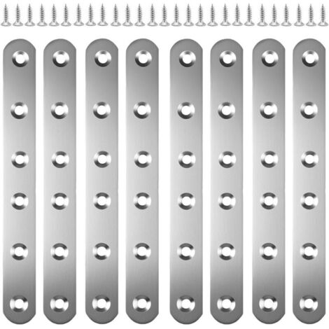 8 Pièces Patte d Assemblage Metal, 165mmx20 Connecteurs Plats en Acier Inoxydable Equerre Plate Inox avec Vis Assemblage Métallique pour Réparer Meubles En Bois, Armoires, Chaises, Tables